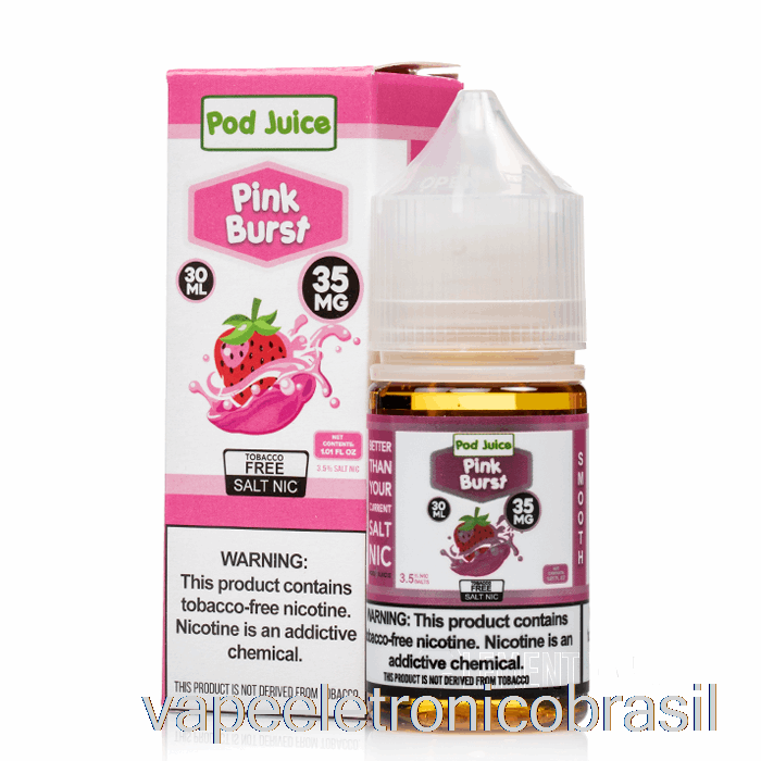Vape Recarregável Pink Burst - Suco De Vagem - 30ml 55mg